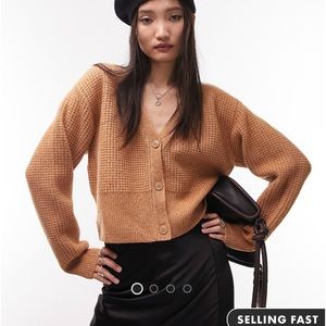 Topshop Knit Textured Crop Cardigan